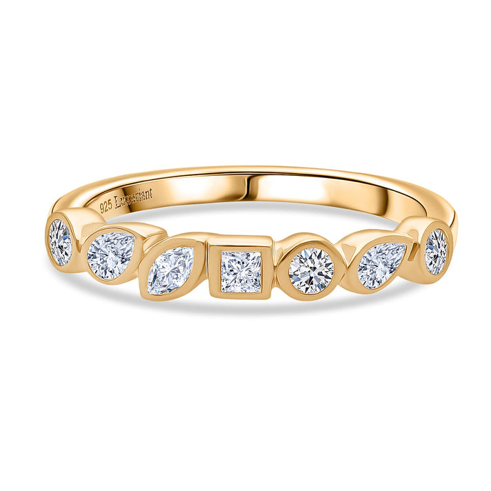 LUXURIANT Lab Grown Diamond 7-Stone Ring in 18K Vermeil Yellow Gold Plated Sterling Silver (SI-GH) 8343558 1