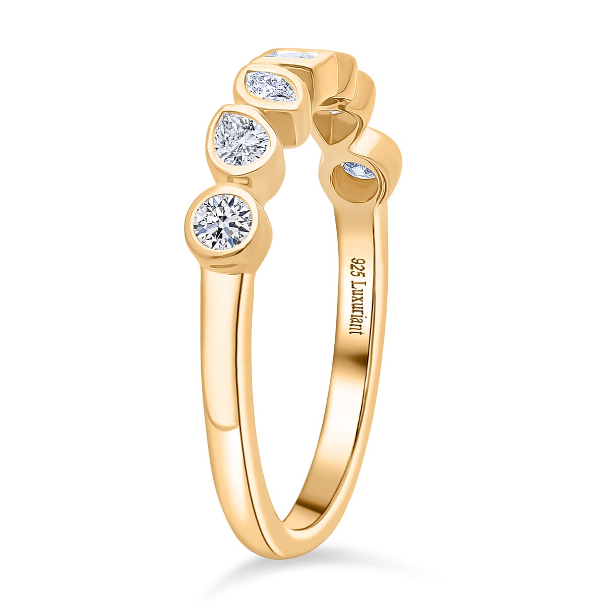 LUXURIANT Lab Grown Diamond 7-Stone Ring in 18K Vermeil Yellow Gold Plated Sterling Silver (SI-GH) 8343558 4