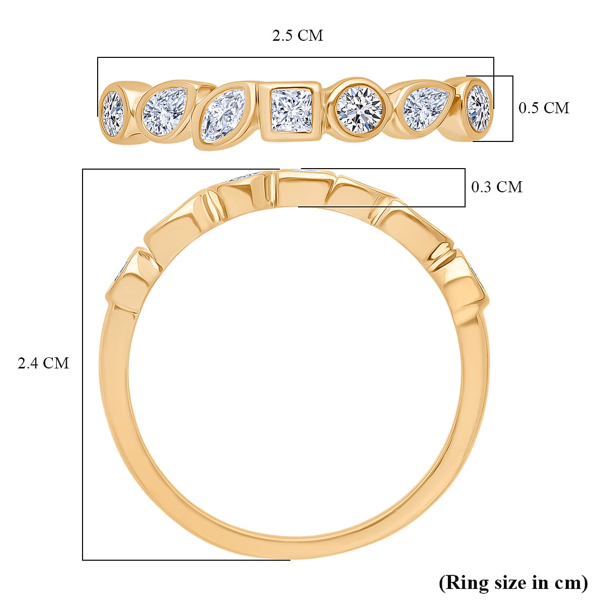 LUXURIANT Lab Grown Diamond 7-Stone Ring in 18K Vermeil Yellow Gold Plated Sterling Silver (SI-GH) 8343558 6