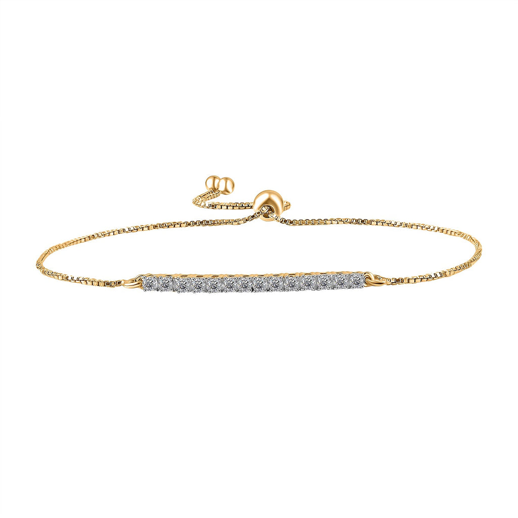 Luxuriant (SI-G-H) Lab Grown Diamond Adjustable Bracelet (Size - 10.5) in 18K Vermeil Yellow Gold Plated Sterling Silver 0.52 Ct.