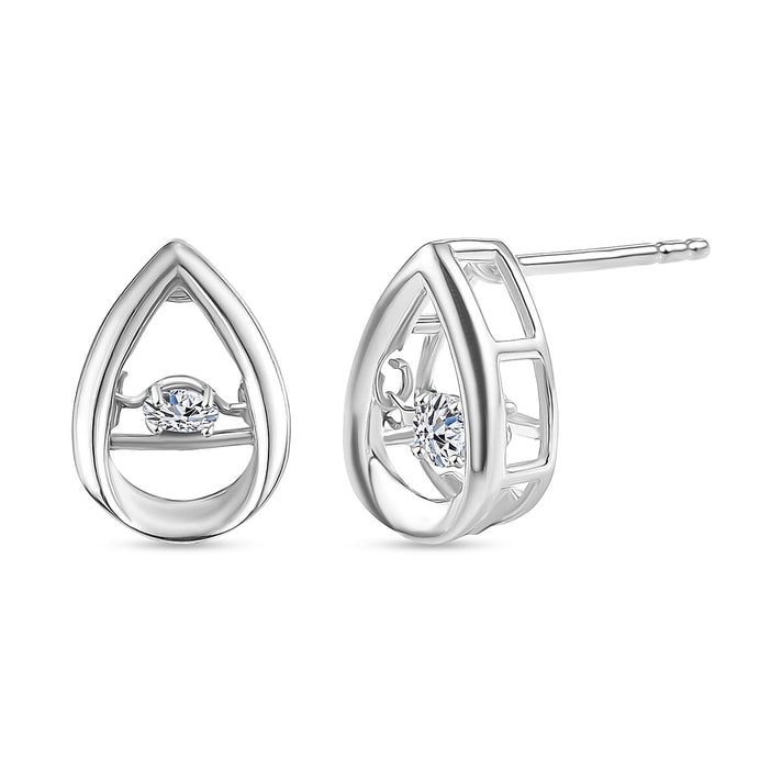 LUXURIANT Lab Grown Diamond TearDrop Solitaire Earring in Rhodium Overlay Sterling Silver 0.21 Ct. 8466147 1