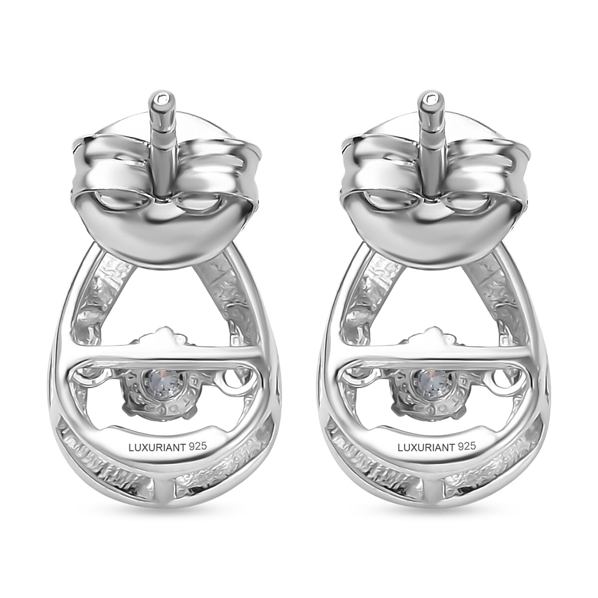 LUXURIANT Lab Grown Diamond TearDrop Solitaire Earring in Rhodium Overlay Sterling Silver 0.21 Ct. 8466147 5