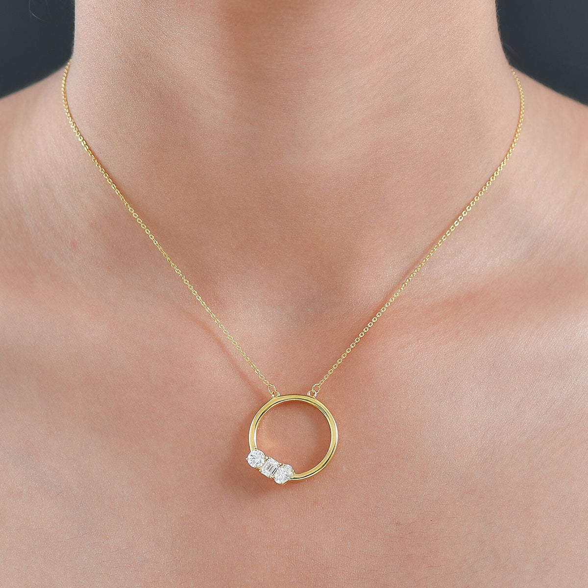 Luxuriant Lab Grown Diamond VS/EF Trilogy Necklace (Size 20) with Lobster Clasp in 18K Vermeil Yellow Gold Plated Sterling Silver V32686979 2
