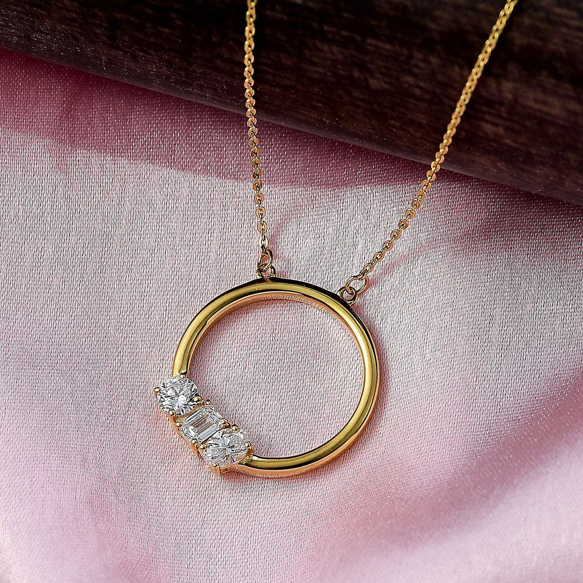 Luxuriant Lab Grown Diamond VS/EF Trilogy Necklace (Size 20) with Lobster Clasp in 18K Vermeil Yellow Gold Plated Sterling Silver V32686979 3