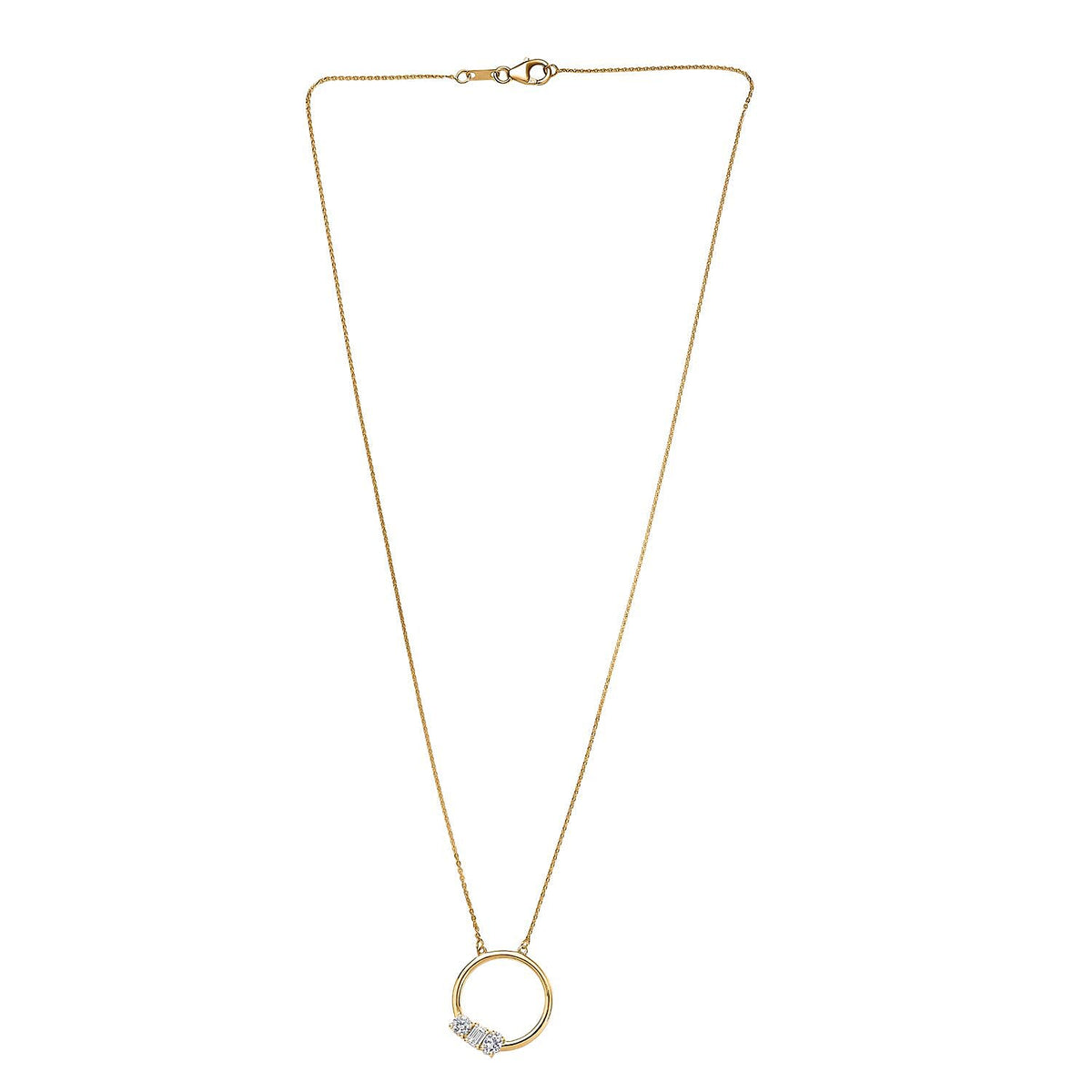 Luxuriant Lab Grown Diamond VS/EF Trilogy Necklace (Size 20) with Lobster Clasp in 18K Vermeil Yellow Gold Plated Sterling Silver V32686979 4