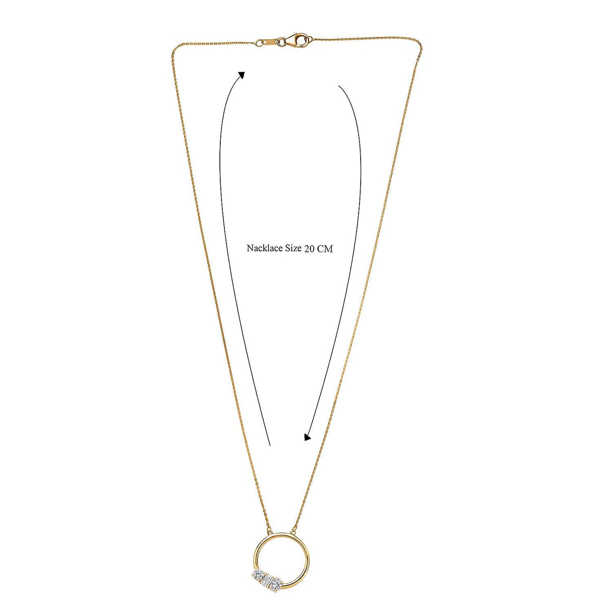 Luxuriant Lab Grown Diamond VS/EF Trilogy Necklace (Size 20) with Lobster Clasp in 18K Vermeil Yellow Gold Plated Sterling Silver V32686979 6
