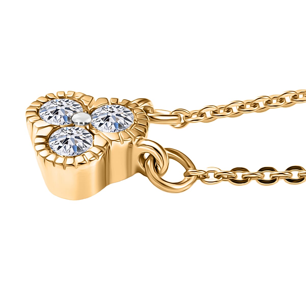 LUXURIANT Lab Grown Diamond Trilogy Necklace (Size 20) in 18K Vermeil Yellow Gold Plated Sterling Silver (SI-GH) 8286246 4
