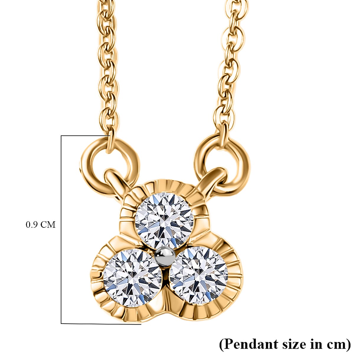 LUXURIANT Lab Grown Diamond Trilogy Necklace (Size 20) in 18K Vermeil Yellow Gold Plated Sterling Silver (SI-GH) 8286246 6