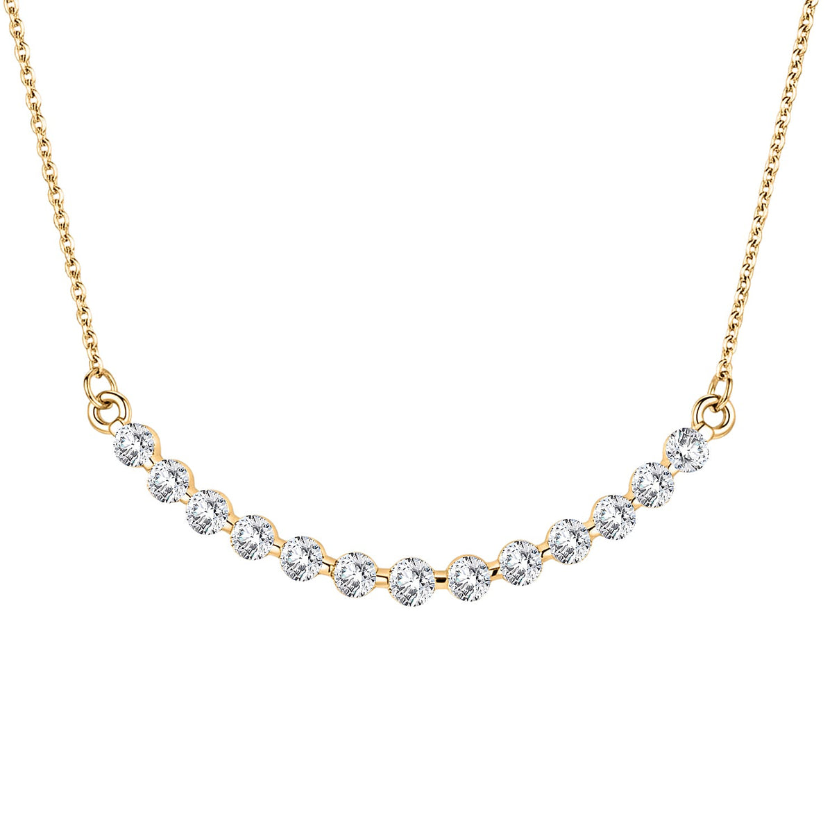 LUXURIANT 1 Ct. Lab Grown Diamond Necklace (Size - 20) in 18K Vermeil Yellow Gold Plated Sterling Silver (SI-G-H) 8381328 0