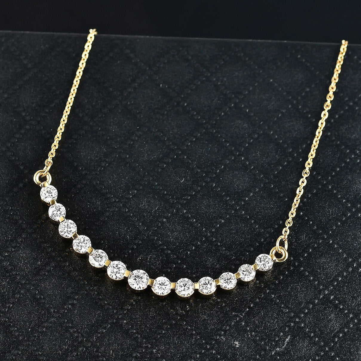 LUXURIANT 1 Ct. Lab Grown Diamond Necklace (Size - 20) in 18K Vermeil Yellow Gold Plated Sterling Silver (SI-G-H) 8381328 2