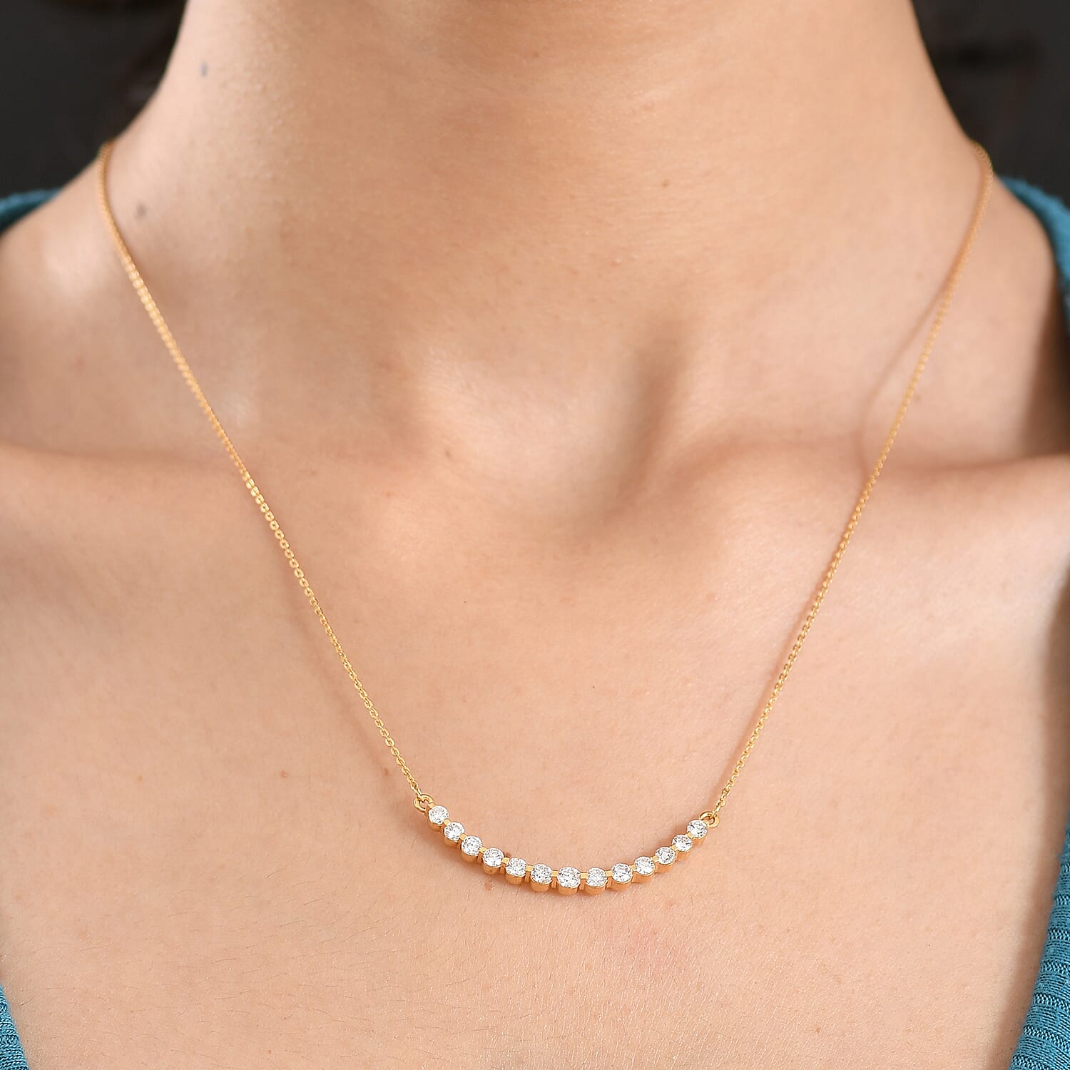 LUXURIANT 1 Ct. Lab Grown Diamond Necklace (Size - 20) in 18K Vermeil Yellow Gold Plated Sterling Silver (SI-G-H) 8381328 3