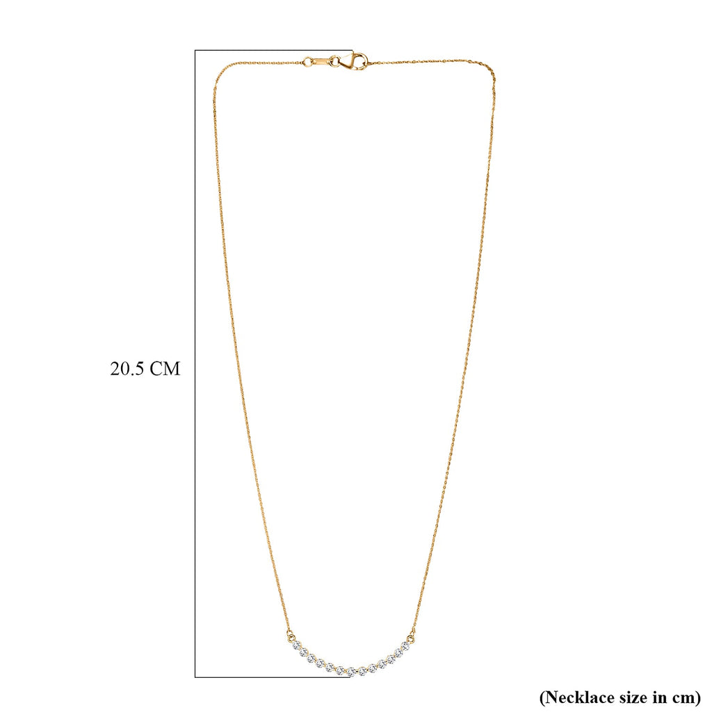 LUXURIANT SI-G-H Lab Grown Diamond Necklace (Size - 20) in 18K Vermeil Yellow Gold Plated Sterling Silver 1.01 Ct.