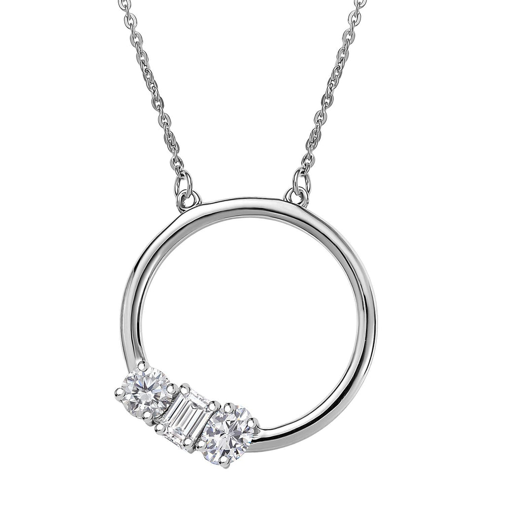 Luxuriant Lab Grown Diamond (VS-EF) Necklace (Size 20) with Lobster Clasp in Rhodium Overlay Sterling Silver 0.79 Ct.