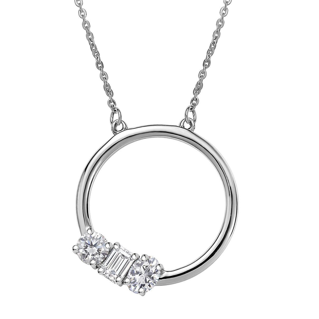 LUXURIANT Lab Grown Diamond Toi Et Moi Necklace (Size - 20) in Rhodium Overlay Sterling Silver 0.79 Ct. 8281109 0