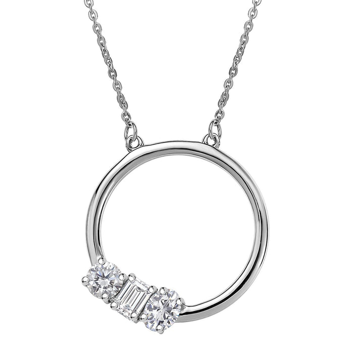 LUXURIANT Lab Grown Diamond Toi Et Moi Necklace (Size - 20) in Rhodium Overlay Sterling Silver 0.79 Ct. 8281109 1