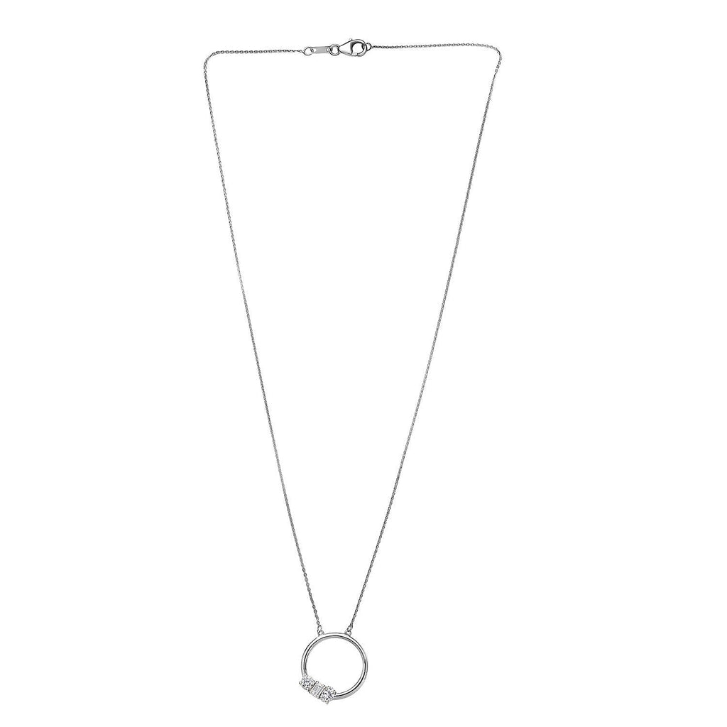 Luxuriant Lab Grown Diamond (VS-EF) Necklace (Size 20) with Lobster Clasp in Rhodium Overlay Sterling Silver 0.79 Ct.