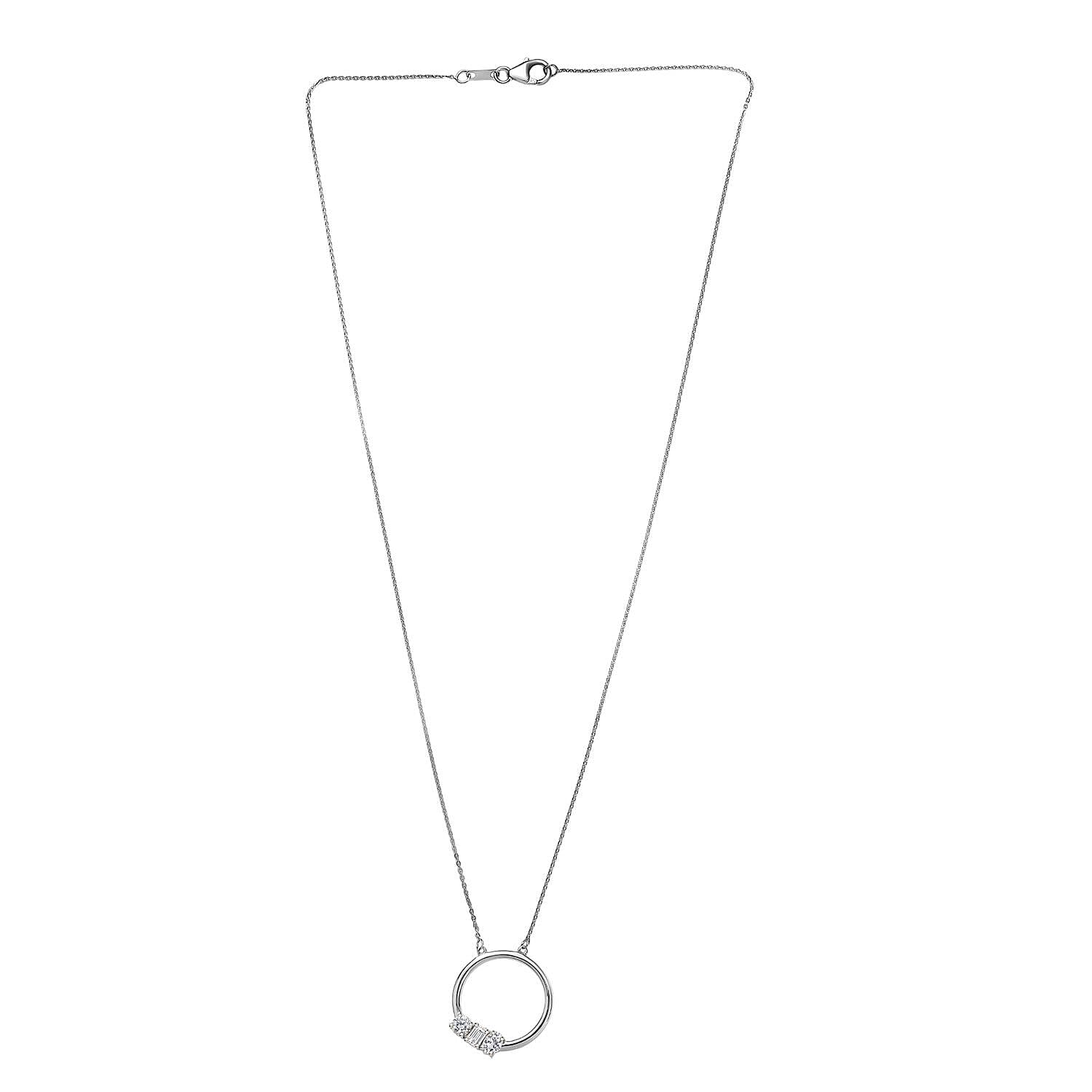 LUXURIANT Lab Grown Diamond Toi Et Moi Necklace (Size - 20) in Rhodium Overlay Sterling Silver 0.79 Ct. 8281109 4