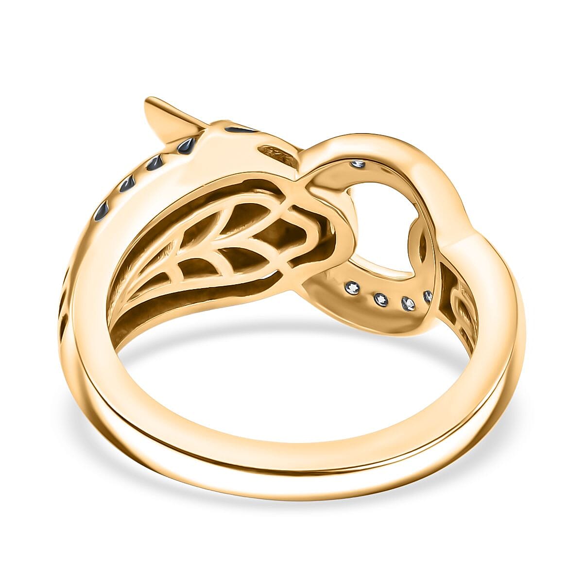LUXURIANT Lab Grown Diamond Panther Ring in 18K Vermeil Yellow Gold Over Sterling Silver (SI-GH) 8224676 5