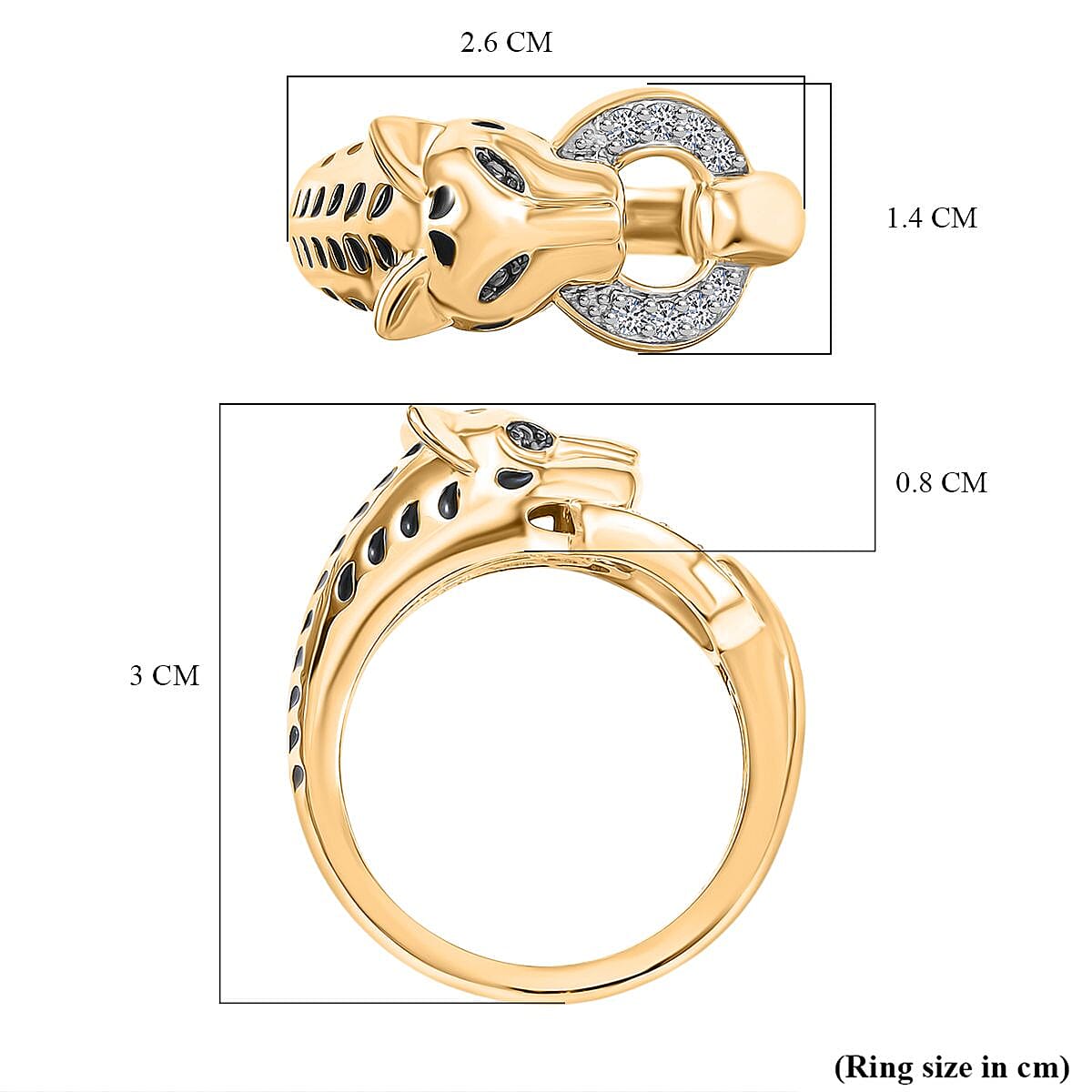 LUXURIANT Lab Grown Diamond Panther Ring in 18K Vermeil Yellow Gold Over Sterling Silver (SI-GH) 8224676 6