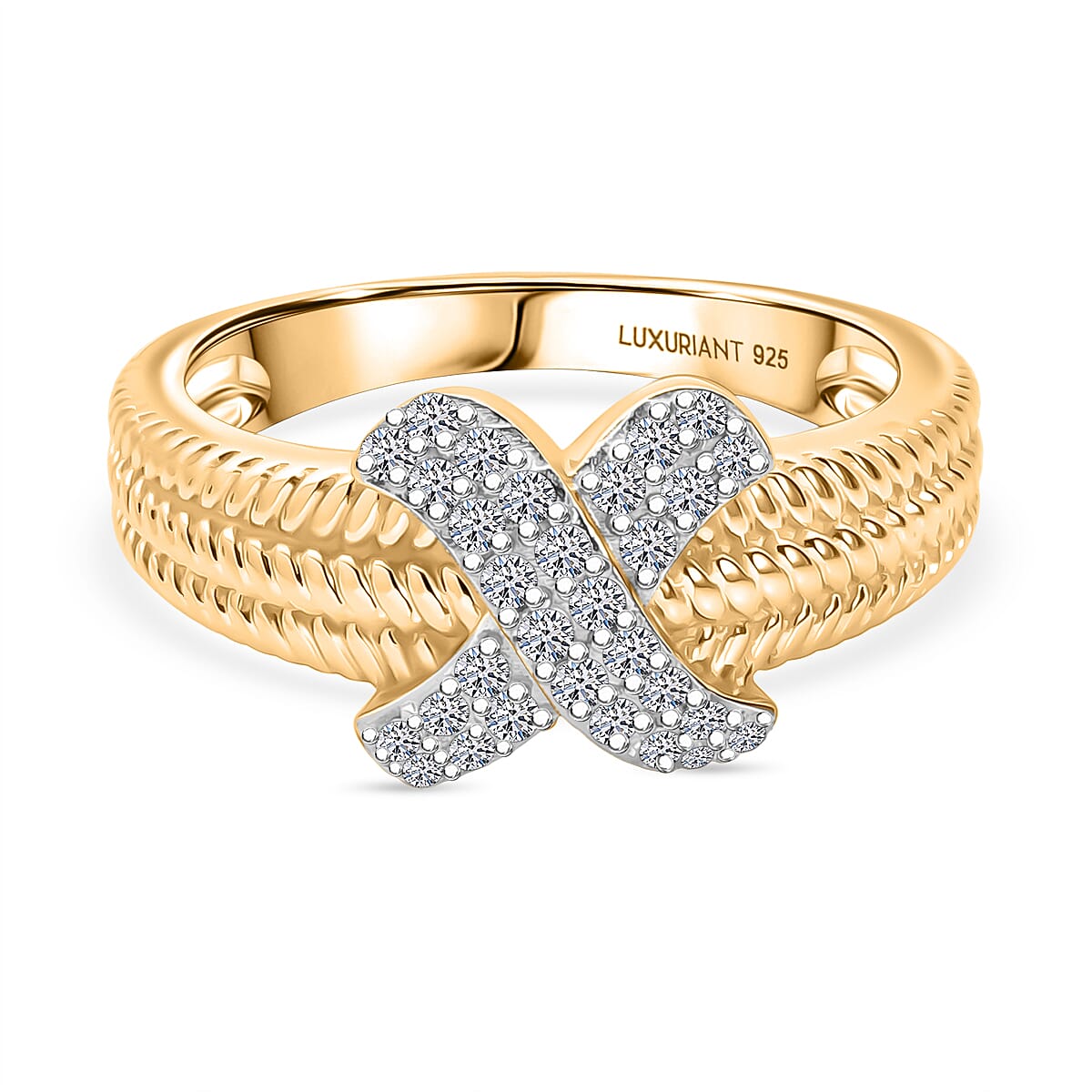 LUXURIANT Lab Grown Diamond Ring in 18K Vermeil Yellow Gold Plated Sterling Silver (SI-GH) 8274870 0