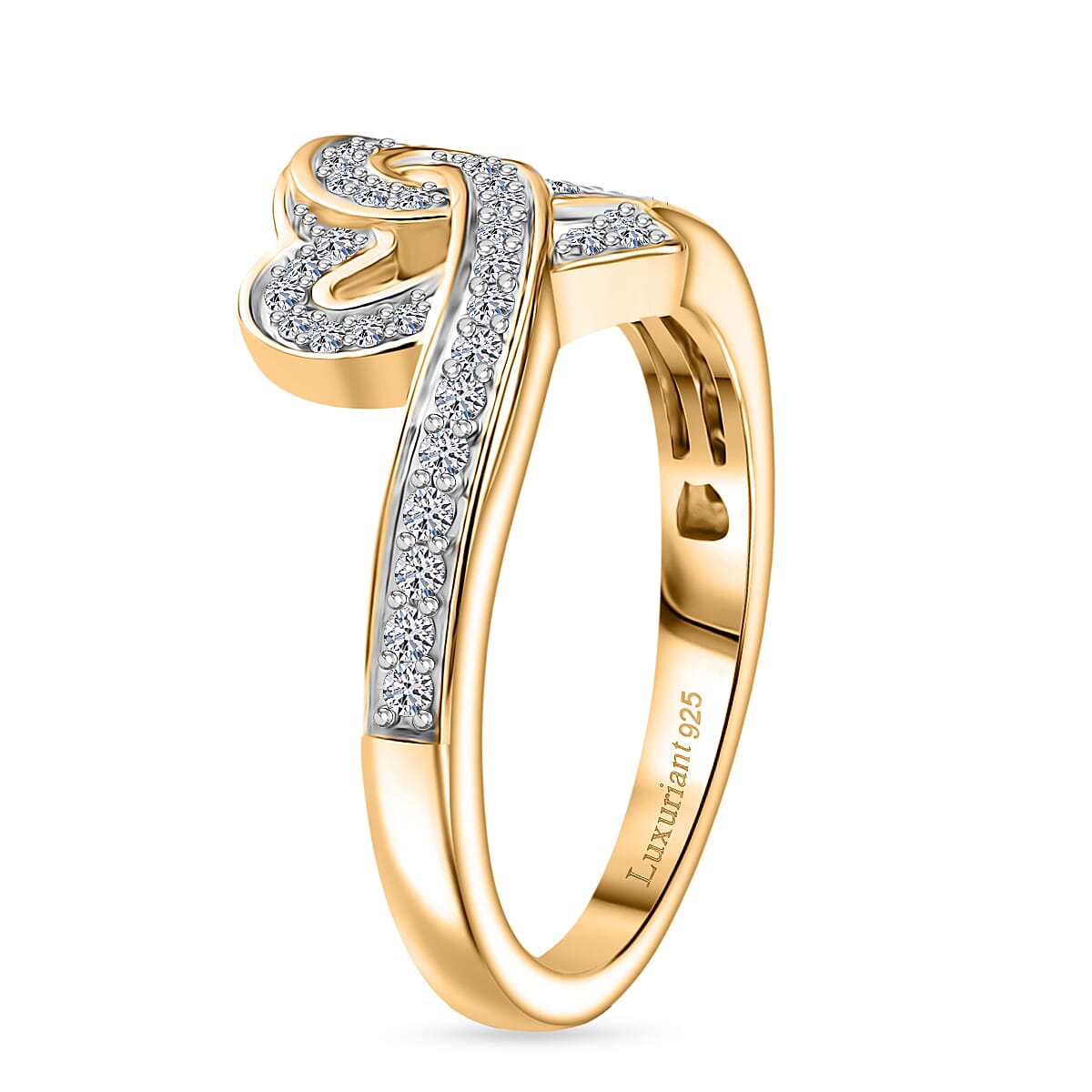LUXURIANT Lab Grown Diamond Heart Ring in 18K Vermeil Yellow Gold Plated Sterling Silver 8286180 4
