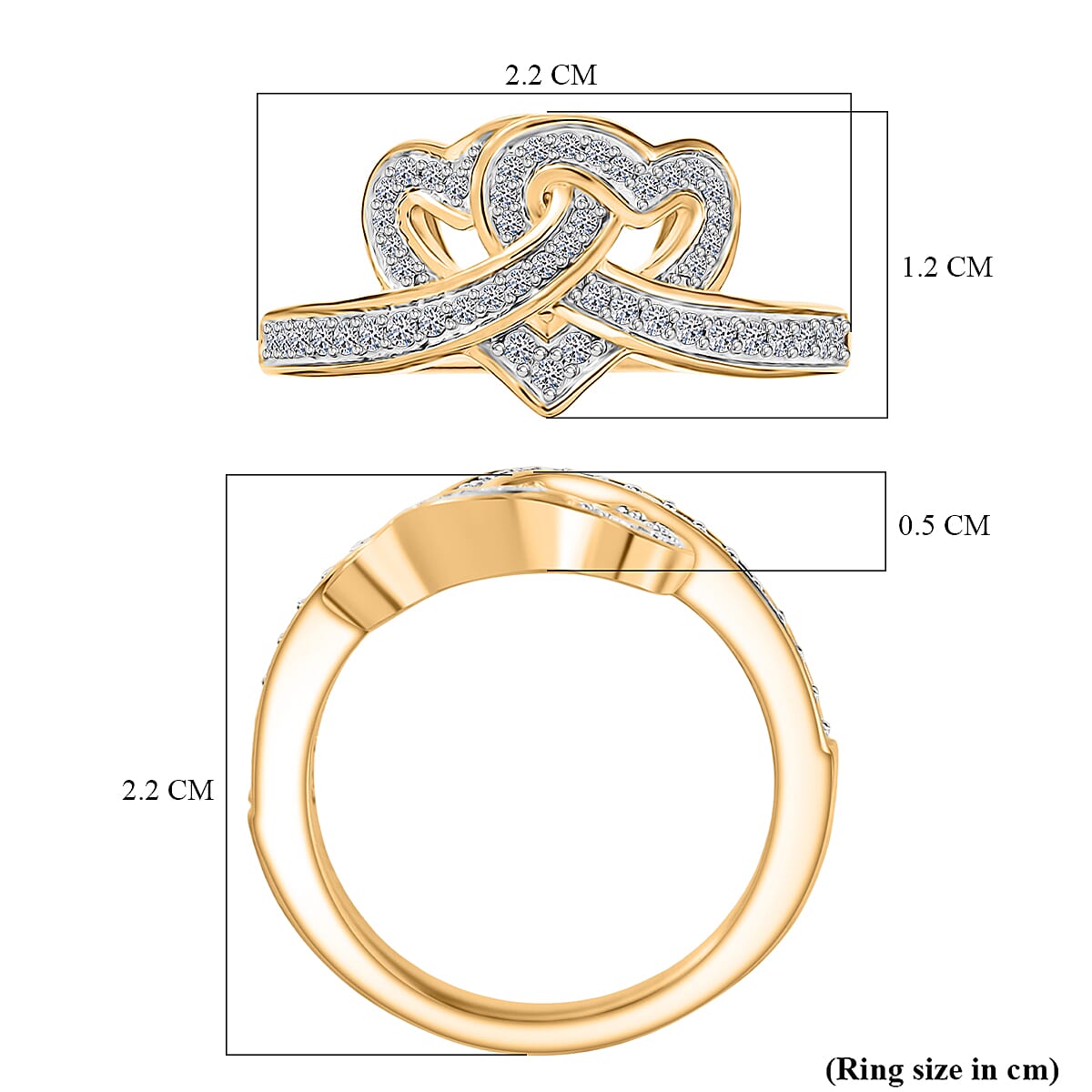 LUXURIANT Lab Grown Diamond Heart Ring in 18K Vermeil Yellow Gold Plated Sterling Silver 8286180 6