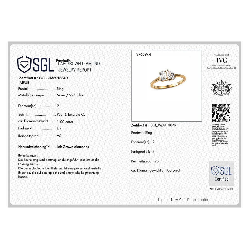 RACHEL GALLEY SGL Certified (VS-E-F) Lab Grown Diamond Ring in 18K Vermeil Yellow Gold Plated Sterling Silver 1.04 Ct.