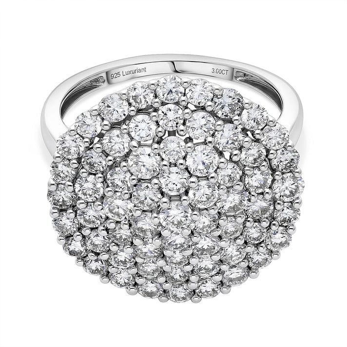 Hollywood Boulevard Collection - LUXURIANT 3 Ct. Lab Grown Diamond Cluster Ring in Platinum Overlay Sterling Silver (SI-G-H) 8572429 1