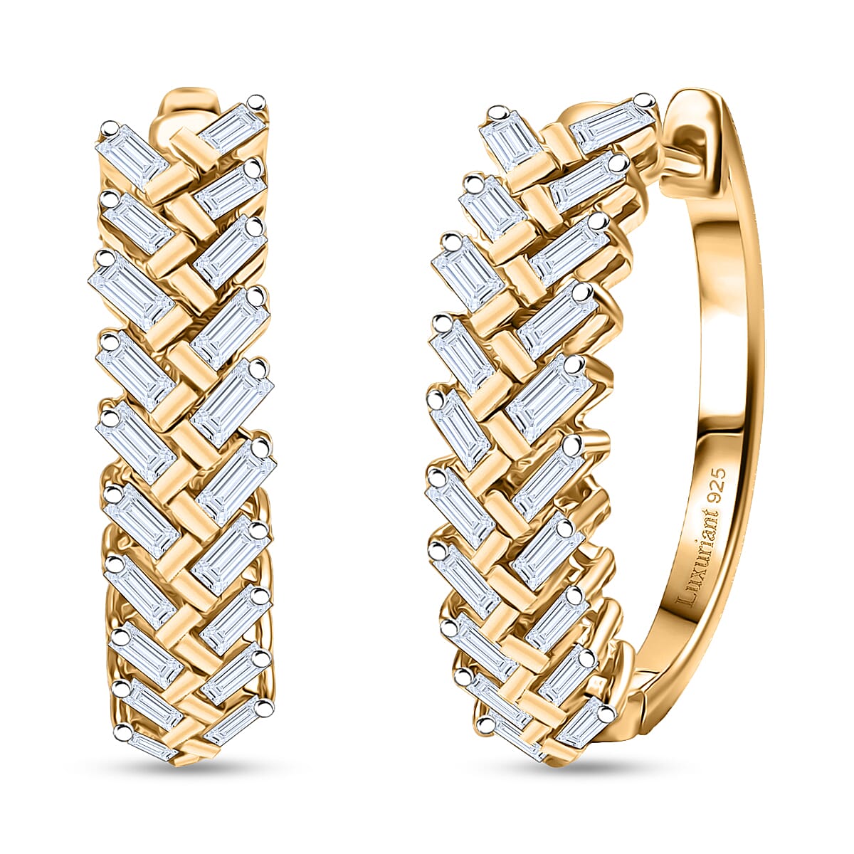 LUXURIANT 0.8 Ct. Lab Grown Diamond Hoop Earrings in 18K Vermeil Yellow Gold Plated Sterling Silver 8296523 0