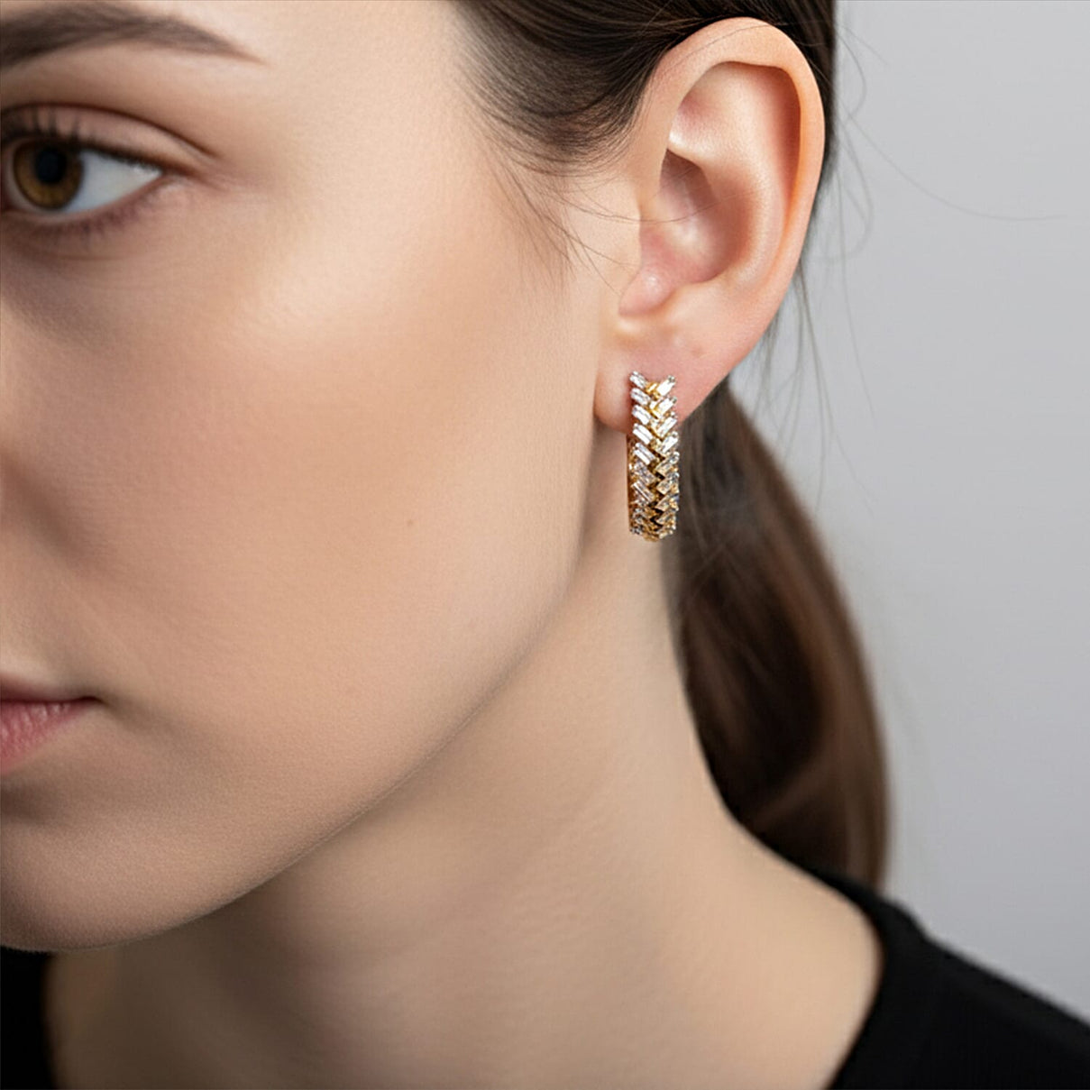 LUXURIANT 0.8 Ct. Lab Grown Diamond Hoop Earrings in 18K Vermeil Yellow Gold Plated Sterling Silver 8296523 3