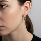Luxuriant Lab Grown Diamond (SI-GH) Full Hoop Earring in 18K Vermeil Yellow Gold Plated Sterling Silver 0.80 Ct, Silver Wt. 4.81 Gms.