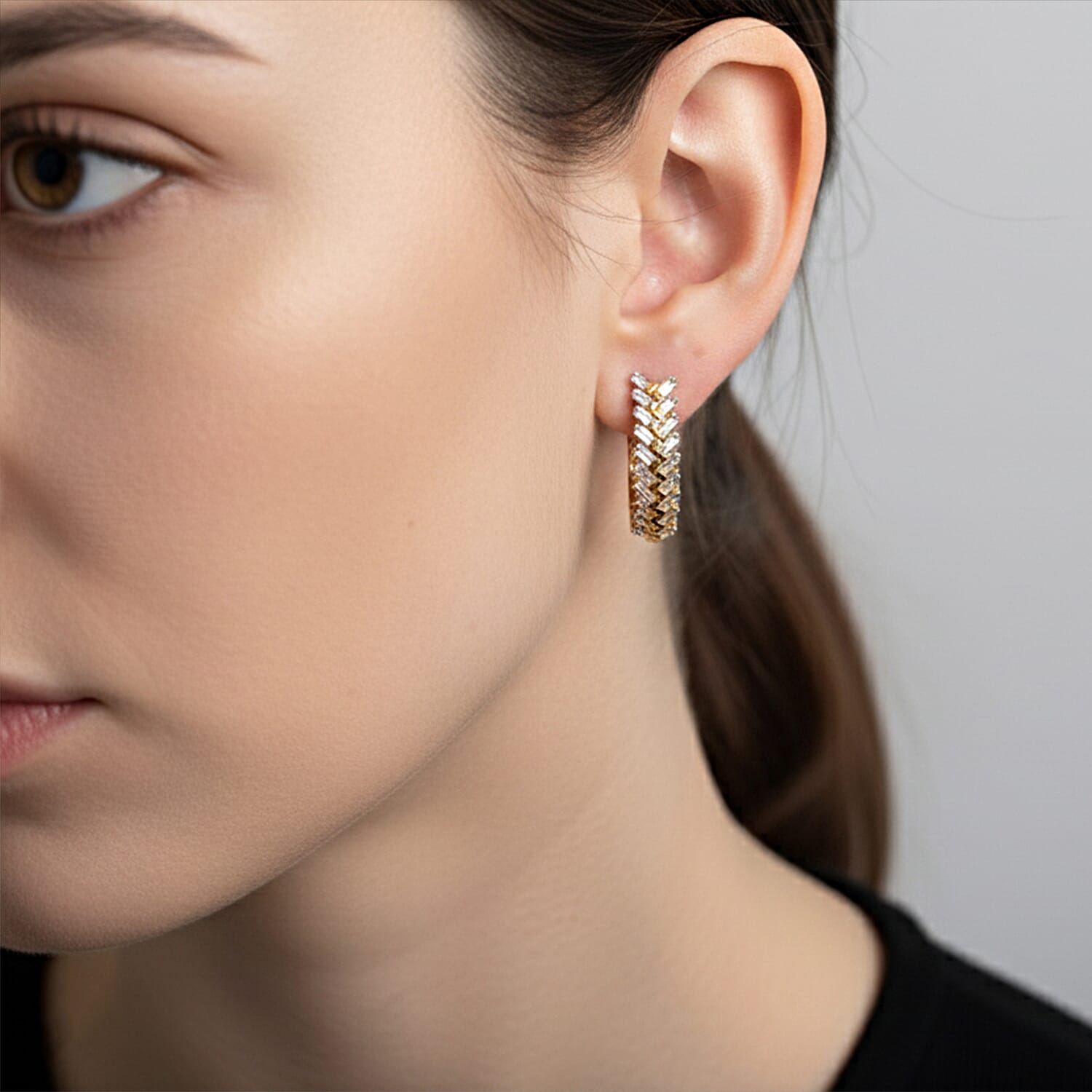 LUXURIANT 0.8 Ct. Lab Grown Diamond Hoop Earrings in 18K Vermeil Yellow Gold Plated Sterling Silver 8296523 3