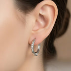 Luxuriant Lab Grown Diamond (SI-G-H) Full Hoop Earring in Rhodium Overlay Sterling Silver 0.33 Ct.