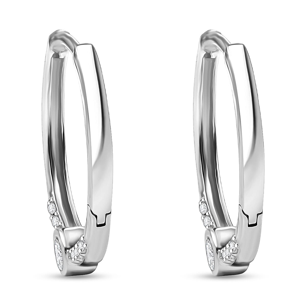 LUXURIANT Lab Grown Diamond Full Hoop Earring in Rhodium Overlay Sterling Silver 0.33 Ct. 8277645 4