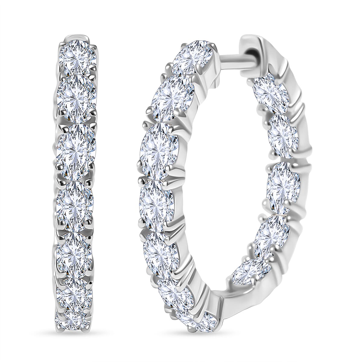 LUXURIANT 2.4 Ct. Lab Grown Diamond Full Hoop Earring in Rhodium Overlay Sterling Silver (VS-EF) 8285183 0