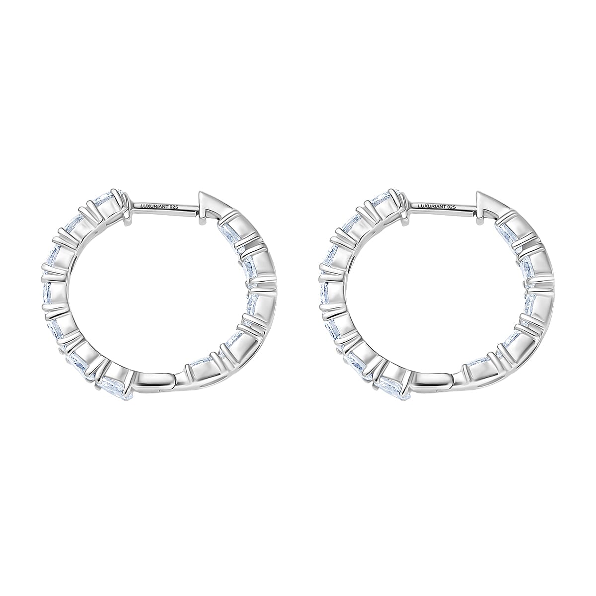 LUXURIANT 2.4 Ct. Lab Grown Diamond Full Hoop Earring in Rhodium Overlay Sterling Silver (VS-EF) 8285183 4