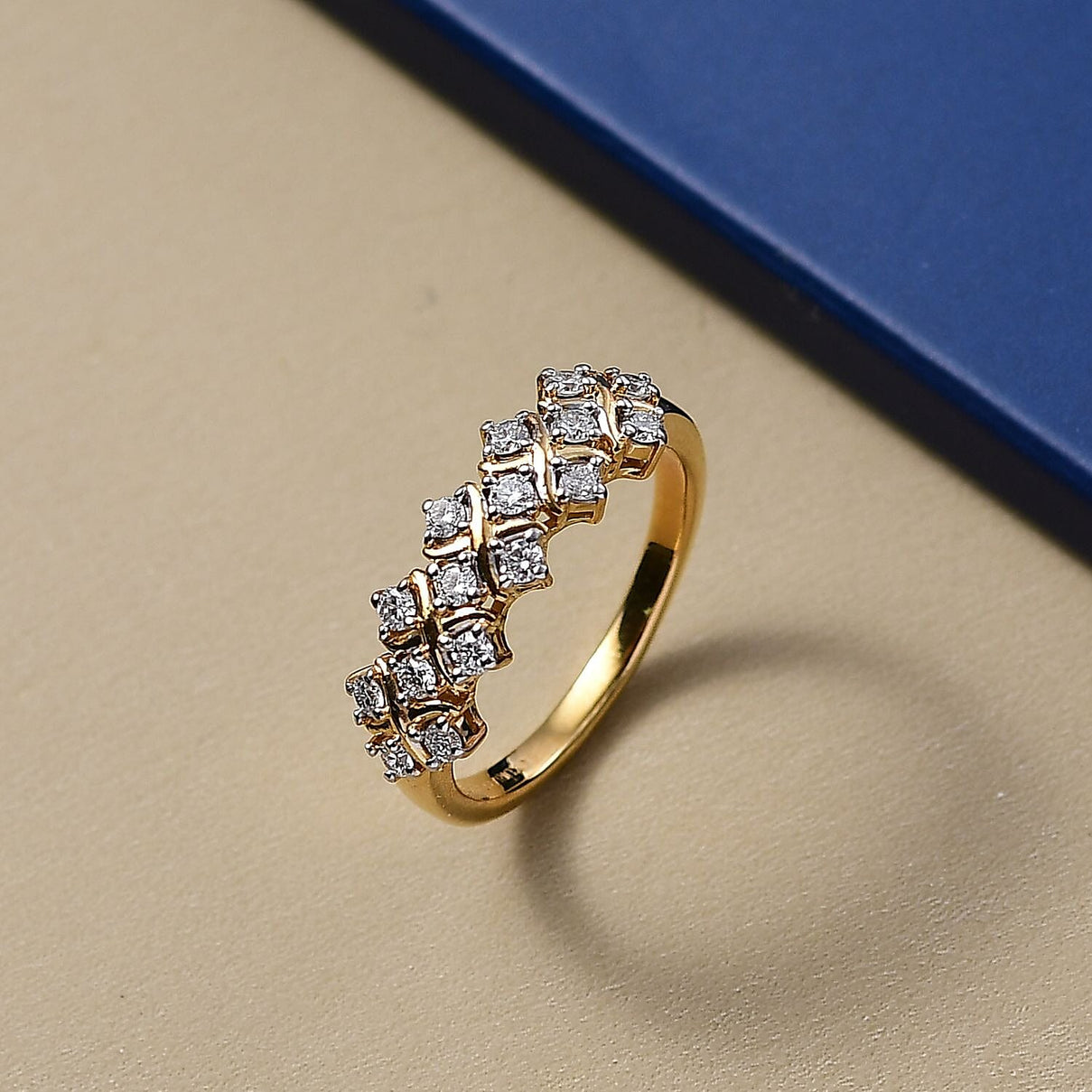 LUXURIANT 0.50 Ct. Lab Grown Diamond Half Eternity Band Ring in 18K Vermeil Yellow Gold Plated Sterling Silver (SI-GH) 8281052 2