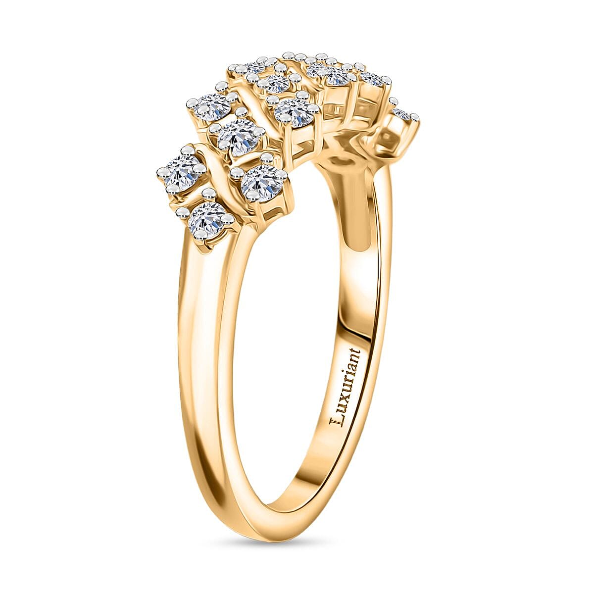 LUXURIANT 0.50 Ct. Lab Grown Diamond Half Eternity Band Ring in 18K Vermeil Yellow Gold Plated Sterling Silver (SI-GH) 8281052 4