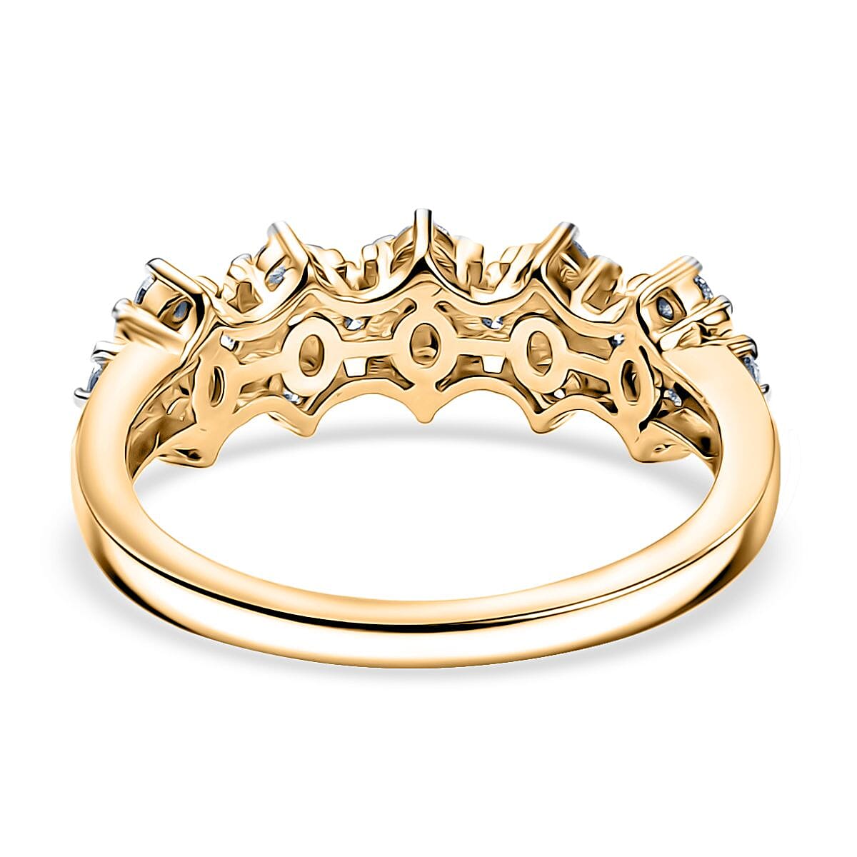 LUXURIANT 0.50 Ct. Lab Grown Diamond Half Eternity Band Ring in 18K Vermeil Yellow Gold Plated Sterling Silver (SI-GH) 8281052 5