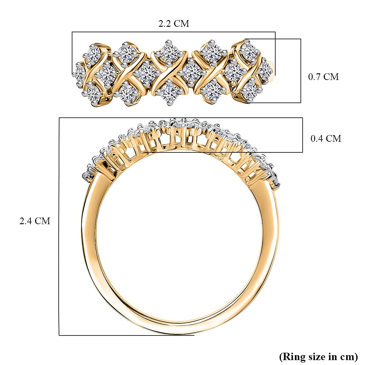 LUXURIANT 0.50 Ct. Lab Grown Diamond Half Eternity Band Ring in 18K Vermeil Yellow Gold Plated Sterling Silver (SI-GH) 8281052 6
