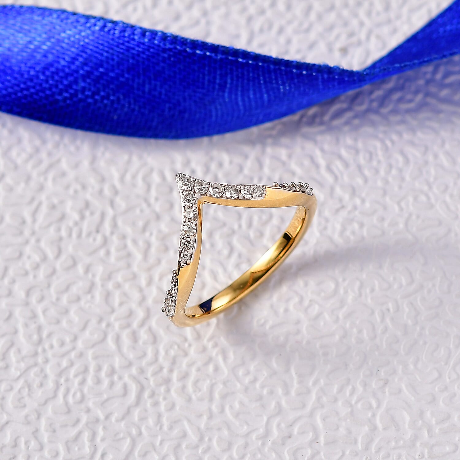 LUXURIANT Lab Grown Diamond Wishbone Ring in 18K Vermeil Yellow Gold Over Sterling Silver 8283568 2