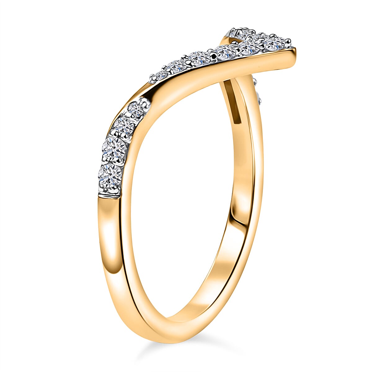 LUXURIANT Lab Grown Diamond Wishbone Ring in 18K Vermeil Yellow Gold Over Sterling Silver 8283568 4