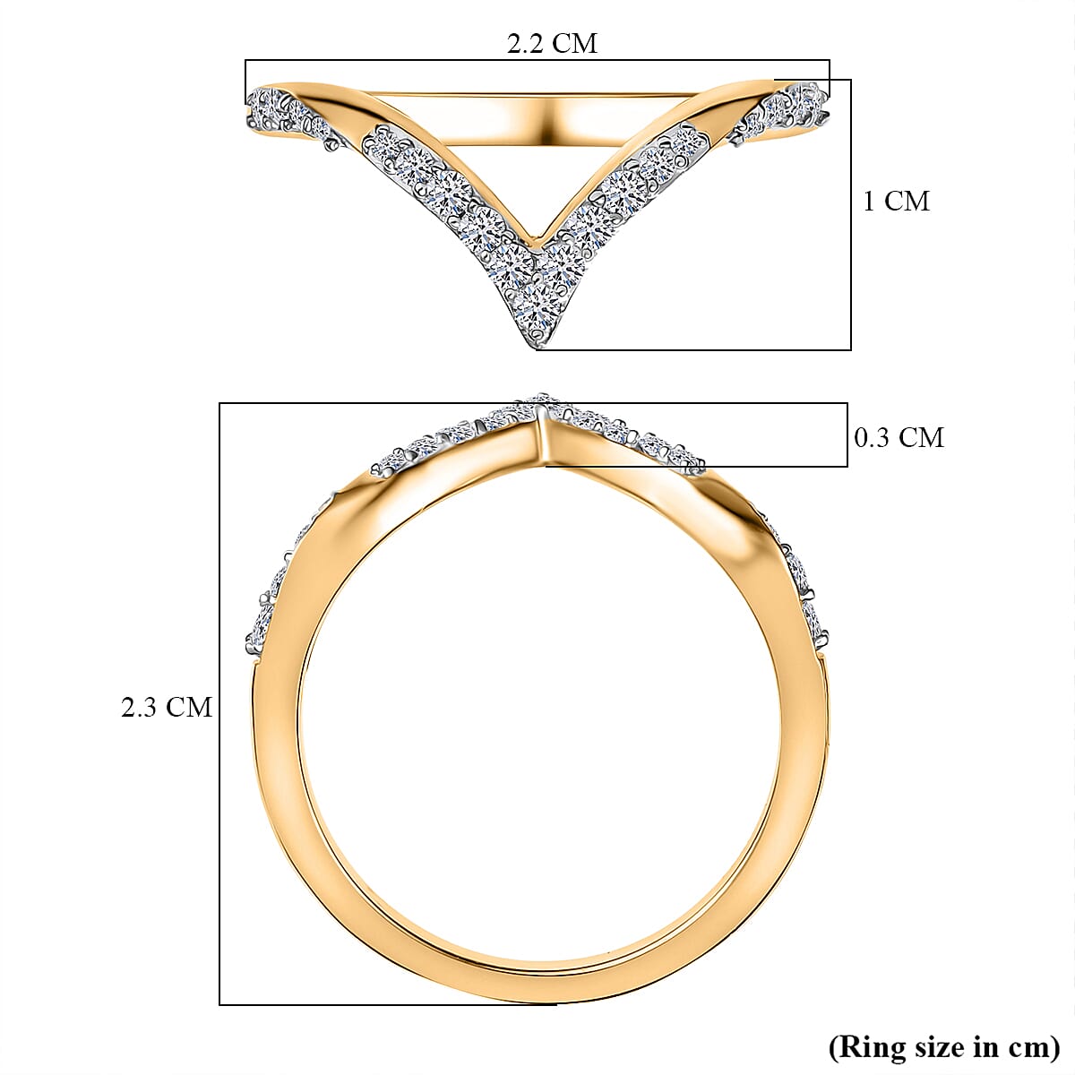 LUXURIANT Lab Grown Diamond Wishbone Ring in 18K Vermeil Yellow Gold Over Sterling Silver 8283568 6