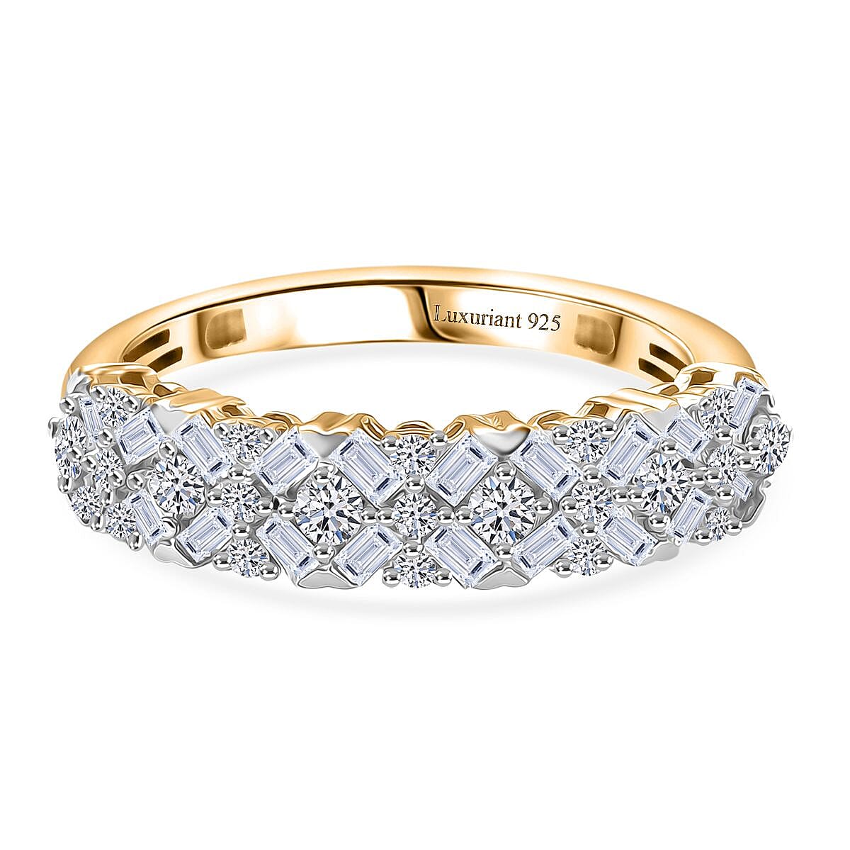 LUXURIANT Lab Grown Diamond Half Eternity Band Ring in 18K Vermeil Yellow Gold Plated Sterling Silver 0.60 Ct. 8287303 0