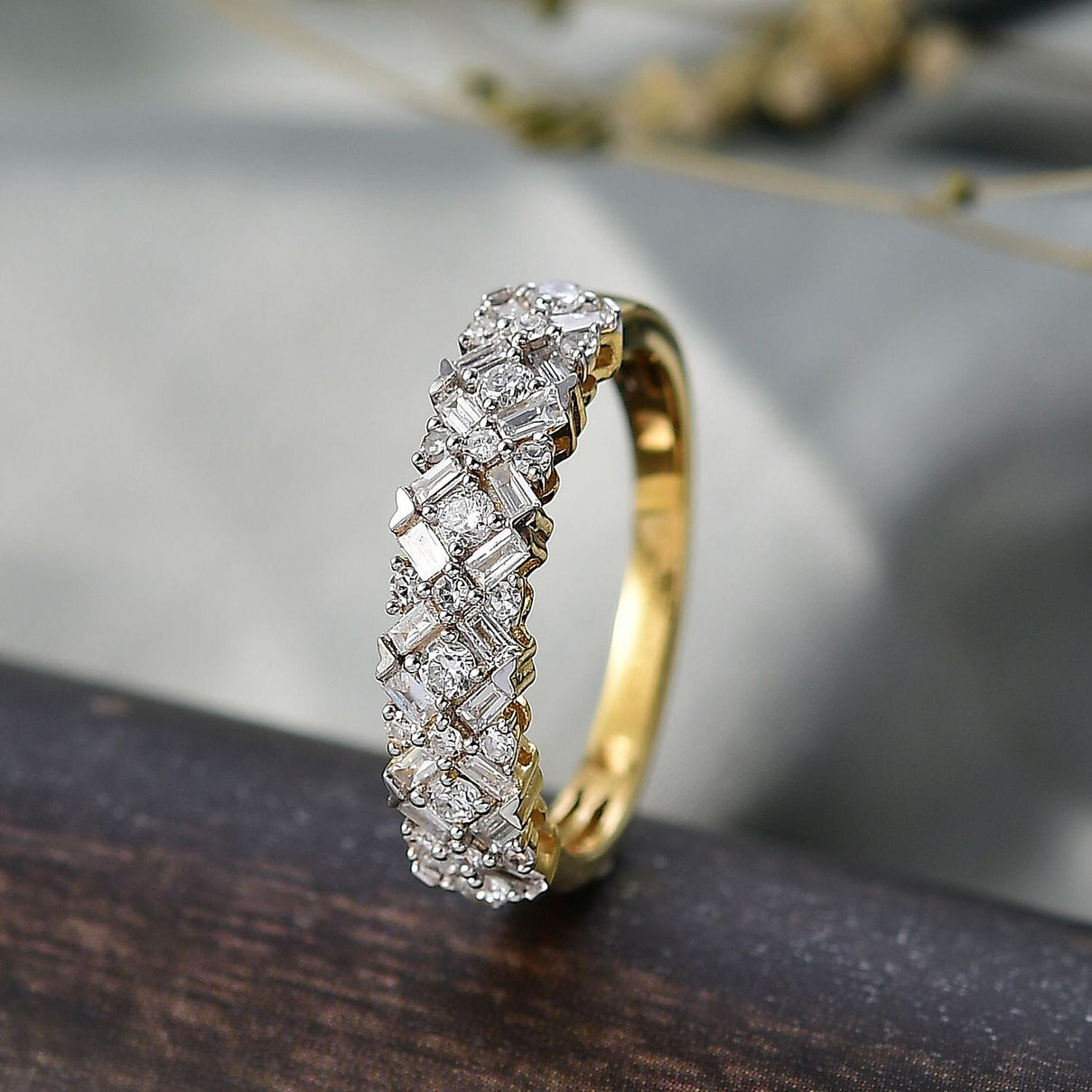 LUXURIANT Lab Grown Diamond Half Eternity Band Ring in 18K Vermeil Yellow Gold Plated Sterling Silver 0.60 Ct. 8287303 2