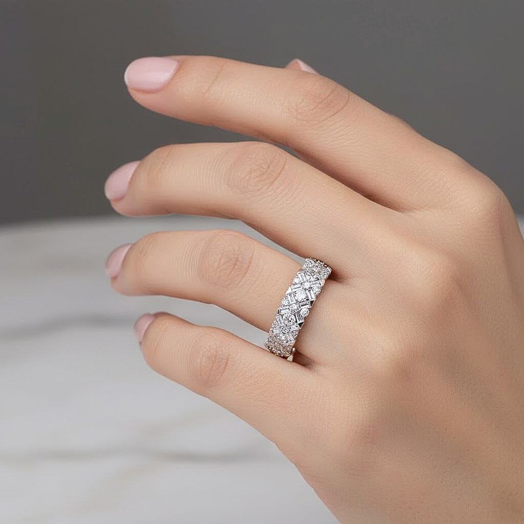 LUXURIANT Lab Grown Diamond Half Eternity Band Ring in 18K Vermeil Yellow Gold Plated Sterling Silver 0.60 Ct. 8287303 3