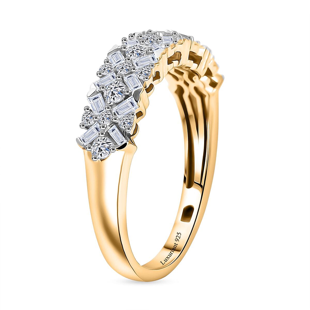 LUXURIANT Lab Grown Diamond Half Eternity Band Ring in 18K Vermeil Yellow Gold Plated Sterling Silver 0.60 Ct. 8287303 4