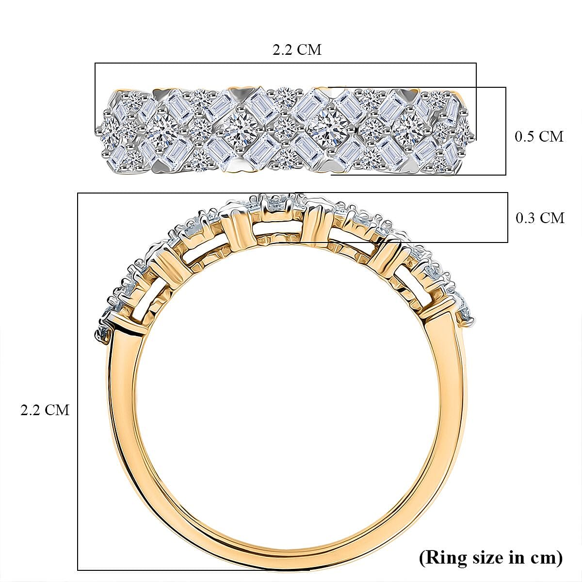 LUXURIANT Lab Grown Diamond Half Eternity Band Ring in 18K Vermeil Yellow Gold Plated Sterling Silver 0.60 Ct. 8287303 6