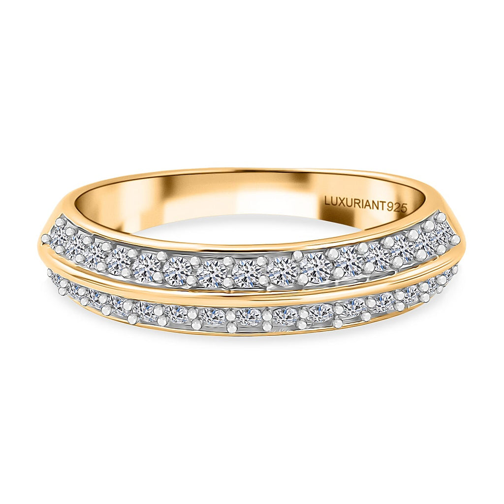 Luxuriant Lab Grown Diamond Half Eternity Band Ring in 18K YG VermeilSterling Silver  0.450  Ct.