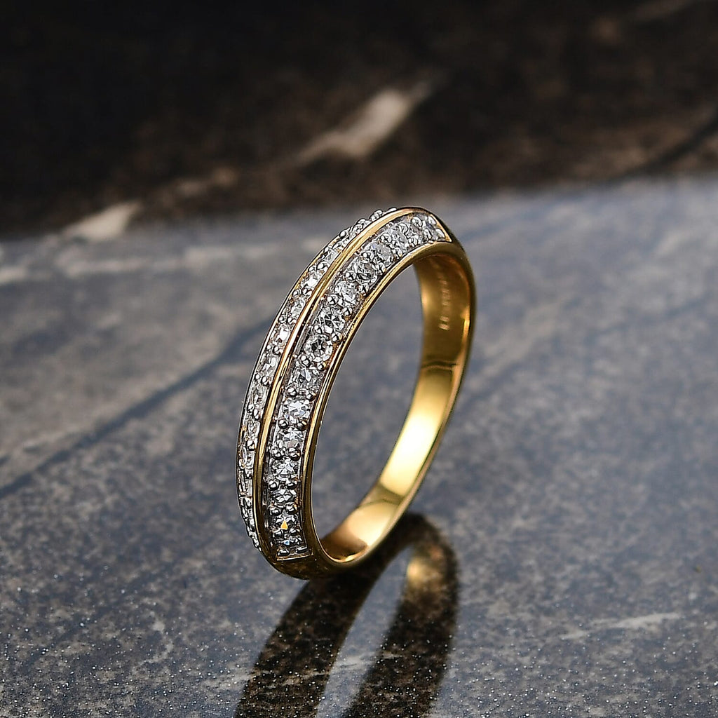 Luxuriant Lab Grown Diamond Half Eternity Band Ring in 18K YG VermeilSterling Silver  0.450  Ct.